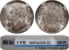 FRANKREICH 1 franc Napoléon III, tête laurée ZWEITES KAISERREICH Strasbourg 1868 (23mm, 5,01g, 6h) -
