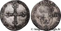 FRANKREICH Huitième d'écu, croix de face HENRY III La Rochelle 1579 (25,5mm, 4,53g, 6h) -