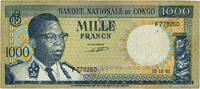 DEMOKRATISCHE REPUBLIK KONGO 1000 Francs DEMOKRATISCHE REPUBLIK KONGO 1000 Francs 1961 fSS -