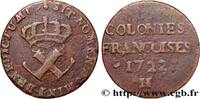 AMERIKA - Franzözische Kolonien (Louisiana, Akadie 9 Deniers des Colonies Françoises AMERIKA - Franzözische Kolonien (Louisiana, Akadien, Kanada) La Rochelle 1722 (26mm, 6,35g, 6h) -