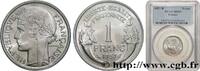 FRANKREICH 1 franc Morlon, légère VIERTE FRANZOSISCHE REPUBLIK Beaumont-Le-Roger 1957 (22,98mm, 1,30g, 6h) -