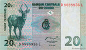 DEMOKRATISCHE REPUBLIK KONGO 20 Centimes DEMOKRATISCHE REPUBLIK KONGO 20 Centimes 1997 fST -