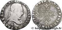 FRANKREICH Demi-franc au col plat HENRY III Saint-Lô 1579 (28,5mm, 6,53g, 6h) -