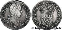 FRANKREICH Demi-écu, portrait à la mèche longue LOUIS XIV THE SUN KING Rennes 1650 (32mm, 13,51g, 6h) -