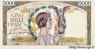FRANKREICH 5000 Francs VICTOIRE Impression à plat FRANKREICH 5000 Francs VICTOIRE Impression à plat 1941 VZ+ to fST -