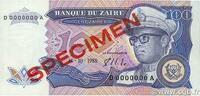 ZAÏRE 100 Zaïres Spécimen ZAÏRE 100 Zaïres Spécimen 1988 fST+ -