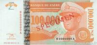 ZAÏRE 100000 Nouveaux Zaïres Spécimen ZAÏRE 100000 Nouveaux Zaïres Spécimen 1996 fST+ -