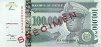 ZAÏRE 100000 Nouveaux Zaïres Spécimen ZAÏRE 100000 Nouveaux Zaïres Spécimen 1996 fST+ -
