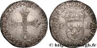 FRANKREICH Quart d'écu, titulature côté croix LOUIS XIV THE SUN KING Saint-Lô 1644 (30mm, 9,68g, 9h) -