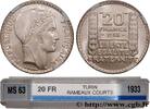 FRANKREICH 20 francs Turin, rameaux courts DRITTE FRANZOSISCHE REPUBLIK 1933 (35mm, 19,89g, 6h) -