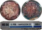 FRANKREICH 1 franc Napoléon III, tête nue ZWEITES KAISERREICH Paris 1859 (23mm, 5,01g, 6h) -