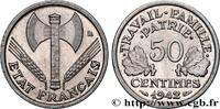 FRANKREICH 50 centimes Francisque, lourde, premiers exemplair ETAT FRANÇAIS Paris 1942 (17,99mm, 0,78g, 6h) -