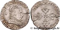 FRANKREICH Demi-franc au col plat HENRY III Limoges 1588 (27mm, 7,07g, 6h) -