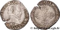 FRANKREICH Demi-franc au col plat HENRY III Toulouse 1577 (29,5mm, 6,42g, 7h) -