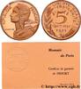 FRANKREICH Piéfort en Or de 5 centimes Marianne PIÉFORTS Pessac 1977 (17mm, 8,7g, 6h) -