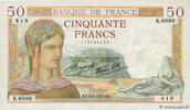 FRANKREICH 50 Francs CÉRÈS modifié FRANKREICH 50 Francs CÉRÈS modifié 1937 SS -