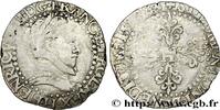 FRANKREICH Demi-franc au col plat HENRY III La Rochelle 1588 (28mm, 6,55g, 3h) -
