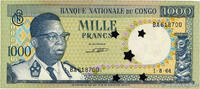 DEMOKRATISCHE REPUBLIK KONGO 1000 Francs Annulé DEMOKRATISCHE REPUBLIK KONGO 1000 Francs Annulé 1964 fST+ -