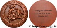 FRANKREICH Médaille, Jumelage avec l’Université d’Exeter UNIVERSITÉS 35 - Rennes 1979 (62mm, 146,63g, 12h) -