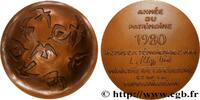 FRANKREICH Médaille, Année du patrimoine par Hadju MINISTÈRES 1980 (81,50mm, 297,34g, 12h) -