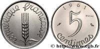 FRANKREICH Essai de 5 centimes Épi FUNFTE FRANZOSISCHE REPUBLIK Paris 1961 (19mm, 3,37g, 6h) -