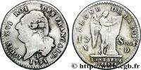 FRANKREICH 15 sols dit au génie, type FRANCAIS LOUIS XVI Lyon 1791 (23mm, 4,82g, 6h) -
