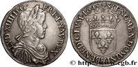 FRANKREICH Demi-écu, portrait à la mèche longue LOUIS XIV THE SUN KING Aix-en-Provence 1649 (32mm, 13,57g, 6h) -