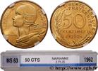 FRANKREICH 50 centimes Marianne, col à trois plis FUNFTE FRANZOSISCHE REPUBLIK Paris 1962 (25mm, 7,00g, 6h) -