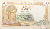 FRANKREICH 50 Francs CÉRÈS modifié FRANKREICH 50 Francs CÉRÈS modifié 1939 fVZ -