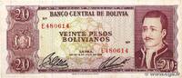 BOLIVIEN 20 Pesos Bolivianos BOLIVIEN 20 Pesos Bolivianos 1962 S -