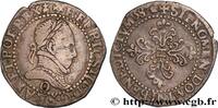 FRANKREICH Quart de franc au col plat HENRY III Riom 1587 (26mm, 3,38g, 11h) -