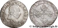 FRANKREICH Demi-franc au col plat HENRY III Rouen 1587 (27,5mm, 6,63g, 11h) -