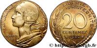 FRANKREICH 20 centimes Marianne, frappe fautée sur flan de 10 FUNFTE FRANZOSISCHE REPUBLIK Pessac 1982 (21,15mm, 2,97g, 6h) -