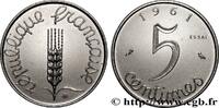 FRANKREICH Essai-piéfort acier de 5 centimes Épi PIÉFORTS Paris 1961 (19mm, 6,57g, 12h) -
