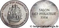 FRANKREICH Médaille, Salon philatélique MER ET MARINE : PAQUEBOTS, NAVIRES, BATEAUX Allemagne, Hambourg 1984 (37,50mm, 29,9g, 12h) -