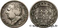 FRANKREICH 1 franc Louis XVIII LUDWIG XVIII Rouen 1824 (23mm, 4,99g, 6h) -