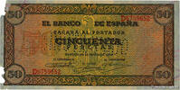 SPANIEN 50 Pesetas Annulé SPANIEN 50 Pesetas Annulé 1938 SS -