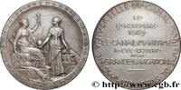 FRANKREICH Médaille, Compagnie Universelle du Canal maritime ÉGYPTE - CANAL DE SUEZ 1869 (41,5mm, 39,8g, 12h) -