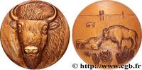 FRANKREICH Médaille animalière - Bison ANIMAUX Monnaie de Paris 1985 (73,5mm, 208,33g, 12h) -