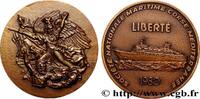 FRANKREICH Médaille, Société Nationale Maritime, Corse-Médite MER ET MARINE : PAQUEBOTS, NAVIRES, BATEAUX 1980 (53,5mm, 90,15g, 12h) -