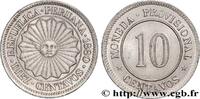 PERU 10 Centavos Soleil, monnayage provisoire PERU 1880 (22mm, 4,99g, 6h) -