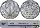 FRANKREICH 2 francs Francisque ETAT FRANÇAIS Beaumont-Le-Roger 1944 (27,02mm, 2,21g, 6h) -