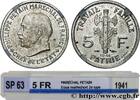 FRANKREICH Essai de 5 francs Pétain en maillechort, 2e projet ETAT FRANÇAIS Paris 1941 (22mm, 3,95g, 6h) -