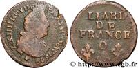 FRANKREICH Liard, 3e type, buste âgé LOUIS XIV THE SUN KING Riom 1699 (20,5mm, 3,92g, 6h) -