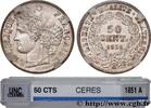 FRANKREICH 50 centimes Cérès, IIe République ZWEITE FRANZOSISCHE REPUBLIK Paris 1851 (18mm, 2,49g, 6h) -