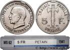 FRANKREICH 5 francs Pétain ETAT FRANÇAIS 1941 (22mm, 4,08g, 6h) -