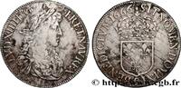 FRANKREICH Écu, portrait apollinien LOUIS XIV THE SUN KING Rennes 1666 (39,5mm, 27,09g, 6h) -