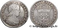 FRANKREICH Quart d'écu, portait à la mèche longue LOUIS XIV THE SUN KING Rouen 1653 (27mm, 6,66g, 6h) -