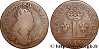 FRANKREICH Liard de France à l'L couronnée (épreuve) LOUIS XIV THE SUN KING Paris 1654 (22mm, 3,73g, 6h) -