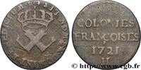 AMERIKA - Franzözische Kolonien (Louisiana, Akadie 9 Deniers des Colonies Françoises AMERIKA - Franzözische Kolonien (Louisiana, Akadien, Kanada) La Rochelle - H 1721 (25mm, 5,42g, 6h) -